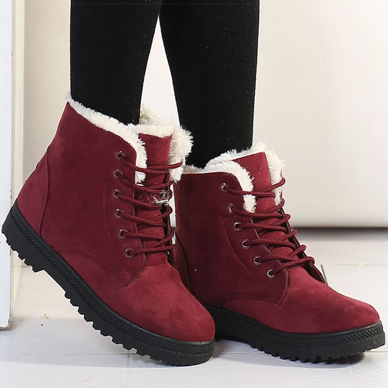 Women's Winter Boots Low Heels Women Boots With Fur Warm Winter Shoes Women Snow Boots Ankle Botas Mujer Winter Footwear Female