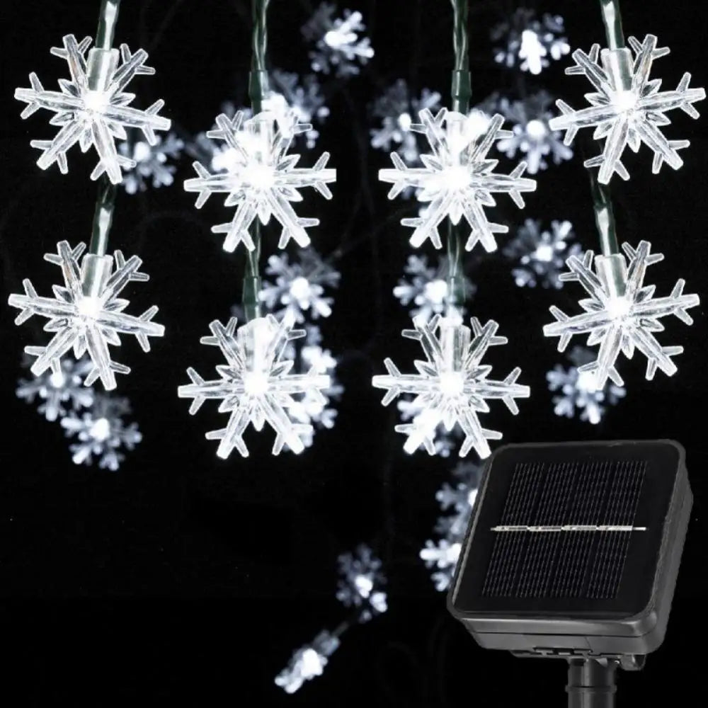 Solar String Lights Outdoor Christmas Snowflake Lights With 8 Modes Waterproof Solar Powered Patio Light For Garden Party Decor