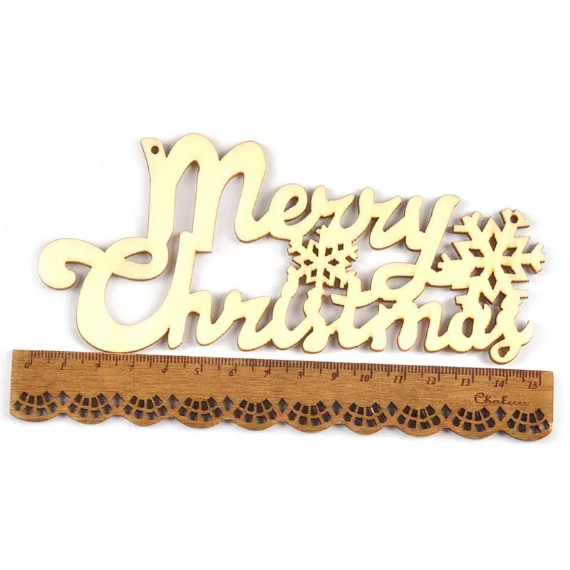 2-30pcs Natural Wooden "Merry Christmas" Pendant DIY Crafts Handmade Hanging Ornaments Party Home Wood Creative Fonts Xmas Decor