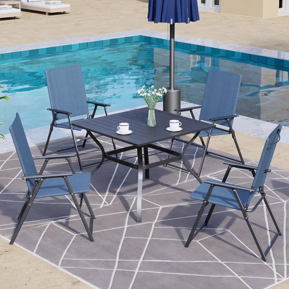 4 Pcs Patio Dining Chairs with Armrests Folding Outdoor Chairs Used for Camping Garden Backyard Pool Porch