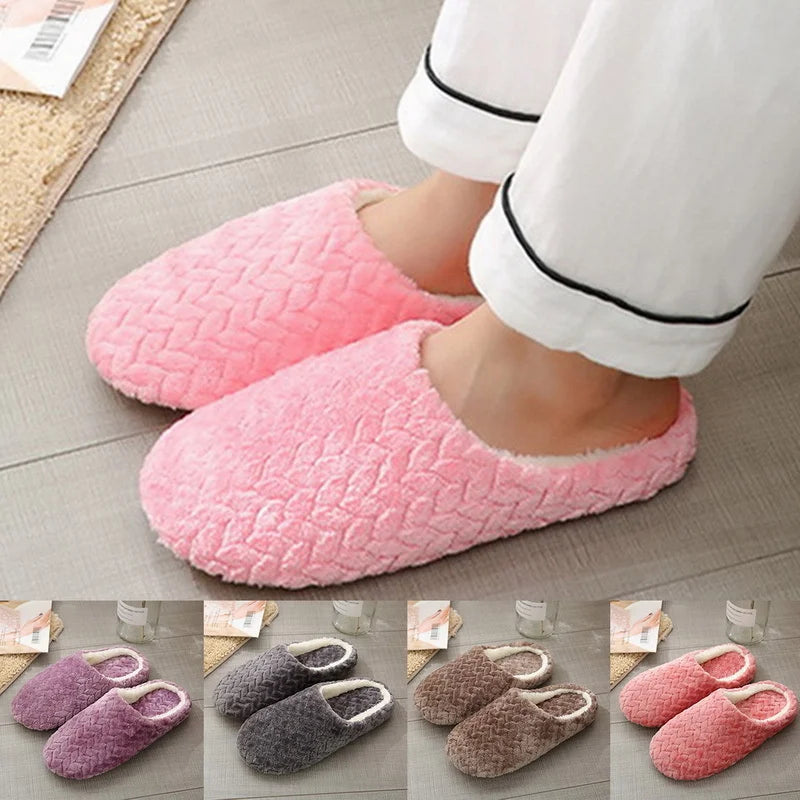 Women Indoor Slippers Plush Warmer Home Female Slipper Autumn Winter House Flat Floor Shoes Home Soft Slient Slides For Bedroom