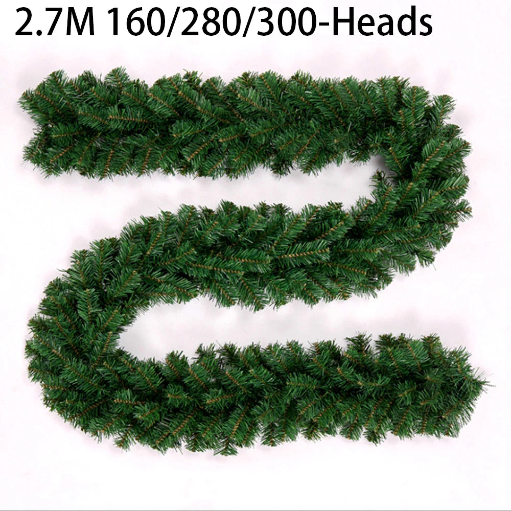 270cm Artificial Fir Wreath Christmas Artificial Green Garland Wreath Xmas Home Party Christmas Decoration Pine Tree Rattan