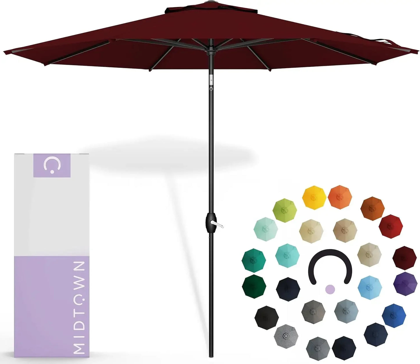 Sunbrella Umbrella 9 Feet Outdoor Umbrella with Sunbrella Aruba Acrylic Fabric - Auto-Tilt Aluminum Frame Patio Umbrella