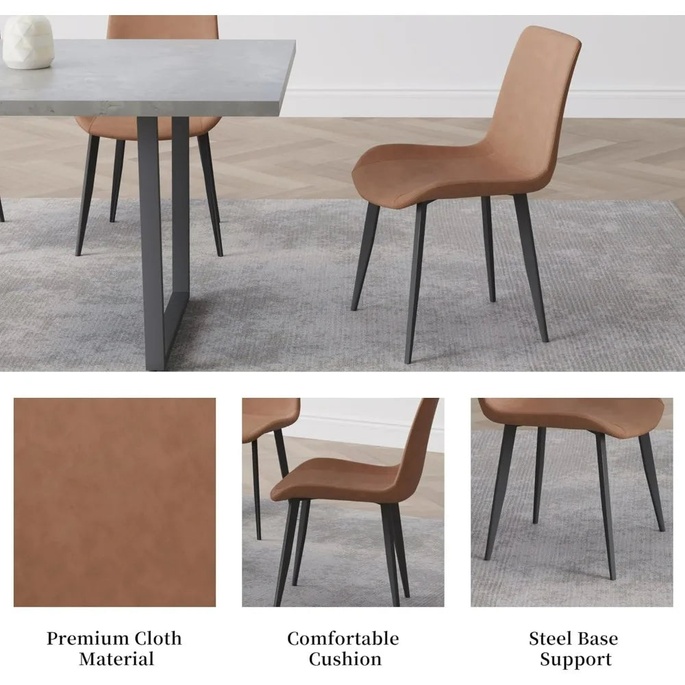 42.9 Inch Modern Kitchen Dining Table and Leather Dining Chairs for Kitchen Dining Room (Table + 4 Brown Chairs) Desk Chair Home