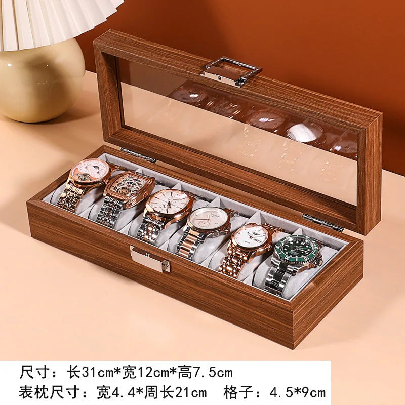 Wooden Jewelry Display Box with Cover Watch Bracelet Storage Display Box Watch Organizer Collection Box