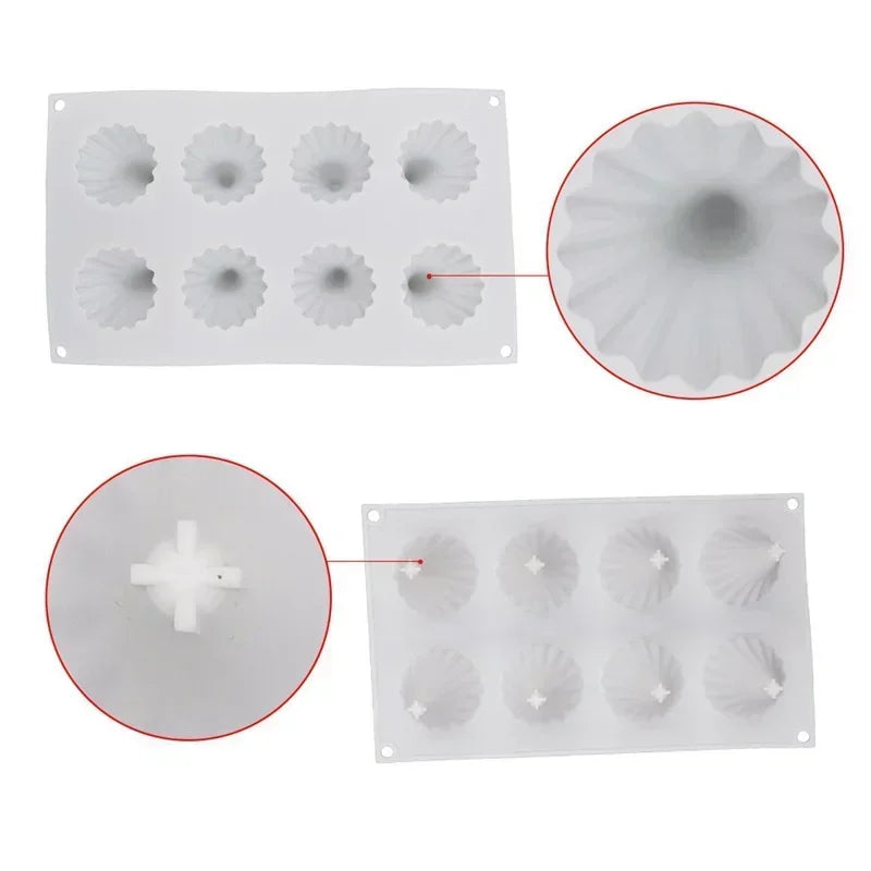 8 Cavity Christmas Tree Shaped Silicone Mousse Cake Mold Cookies 3D DIY Handmade Kitchen Baking Tools Decorating Mould