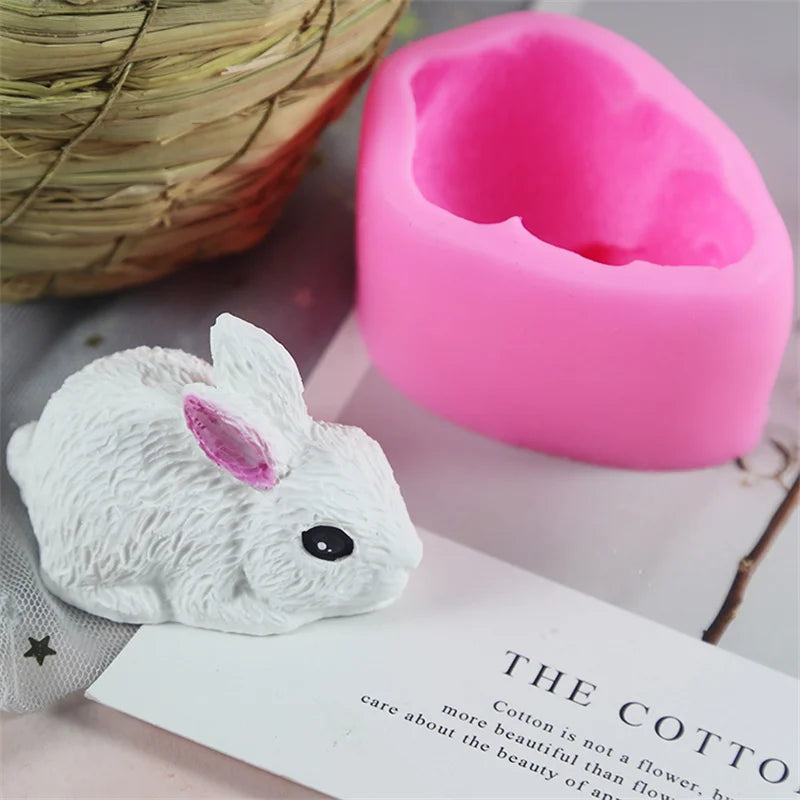 3d Rabbit Silicone Candle Mold Easter Bunny Fondant Cake Chocolate Desser Silicone Mould Mousse Cookie Making Kitchen Tools