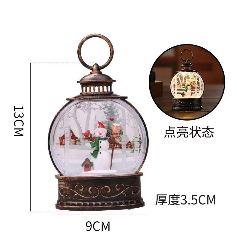 2024 New Lighted Christmas Snow Globe Lantern Battery Operated LED Night Light with Hook Christmas Tree Ornaments Gift Ideas