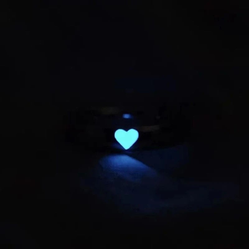 2x Leucht Joint Ring Teen Mädchen Frauen Fluoreszierende Dainty-Blau Liebe-Herz Ringe