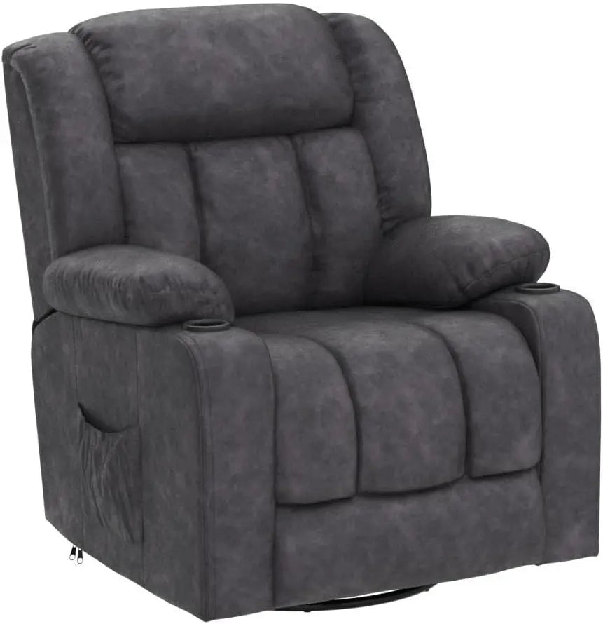 Chair Massage Rocker with Heated 360 Degree Swivel Lazy Boy Recliner Single Sofa Seat with Cup Holders for Living Room