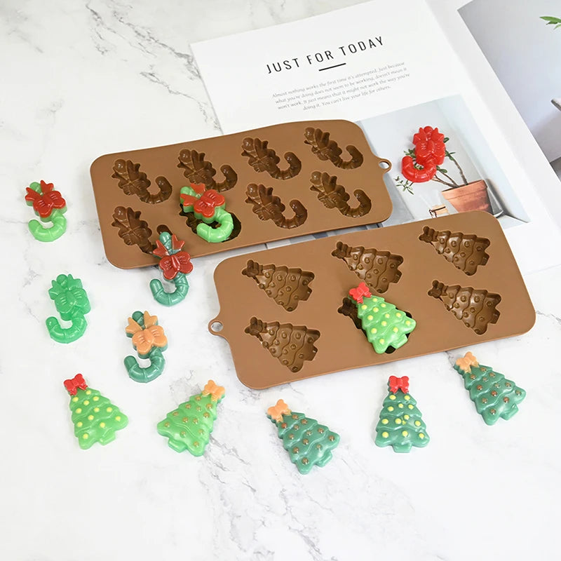 Sweety Baking Tools Christmas Tree Bear Santa Claus Design Chocolate Molds Silicone Candy Moulds Dessert Bakeware