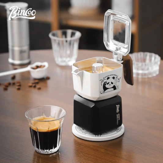 Bincoo Double Valve Moka Pot Household Coffee Pot Small Espresso High Temperature Extraction Coffee Liquid Pot Panda Pattern