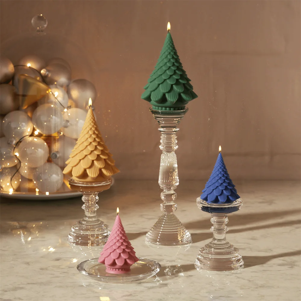 Pinecone Christmas Tree Silicone Candle Mold Handmade Scented Aromatic Candle Mould Christmas Home Decoration