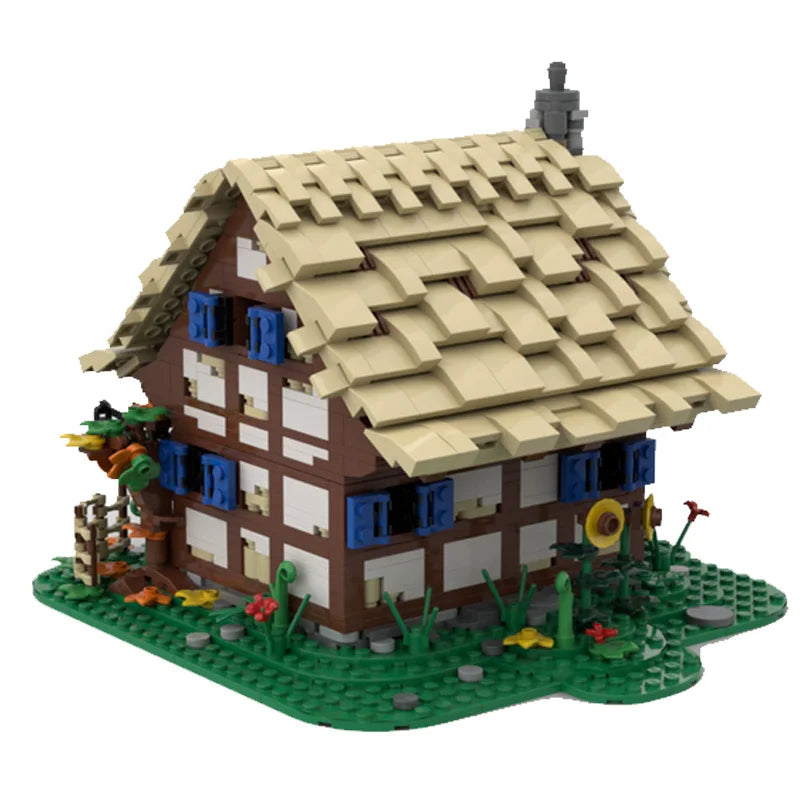 MOC Building Blocks Medieval Village House Castle Model Street View DIY Architecture Bricks Camp Modular Toys Christmas Gifts