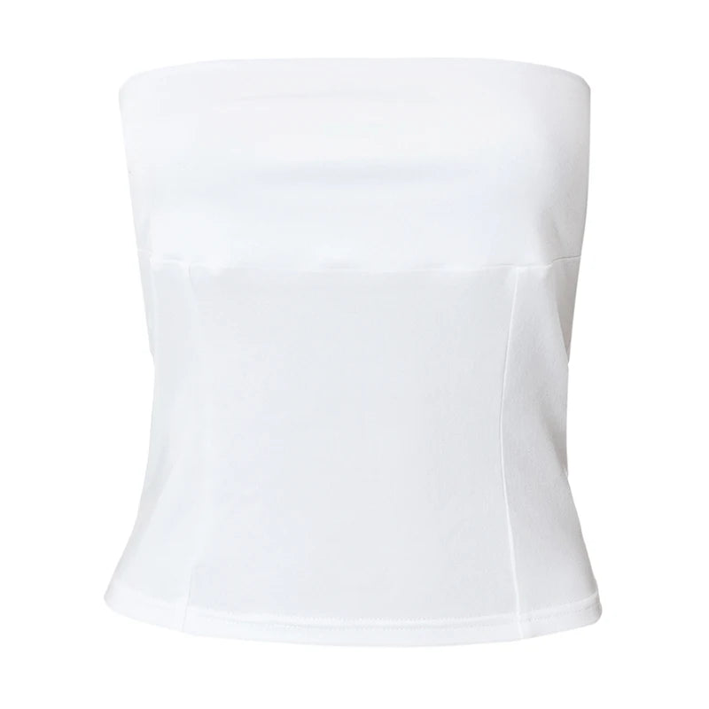 CUTENOVA y2k Strapless Corset Tops Summer White Off Shoulder Tanks Women Sleeveless Tube Top Sexy Skinny Fit Bustier Clothes