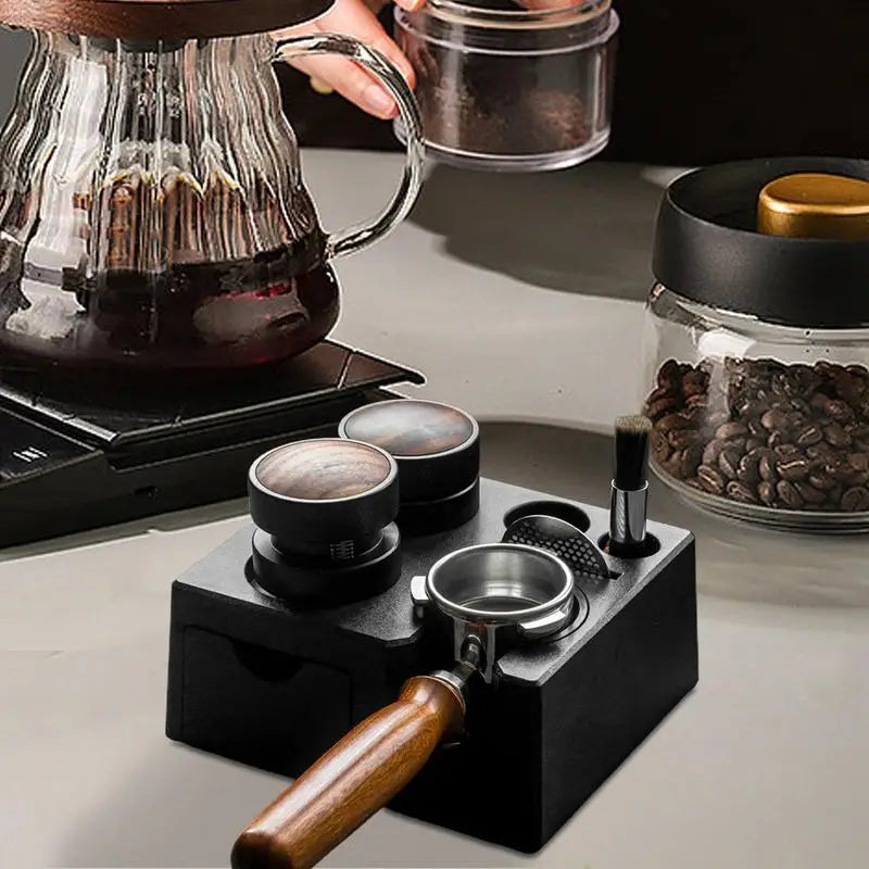 ABS square drawer style Espresso Tamper Holder, ABS Coffee Tamper Station Base, Espresso Tamp Mat Stand Universal size