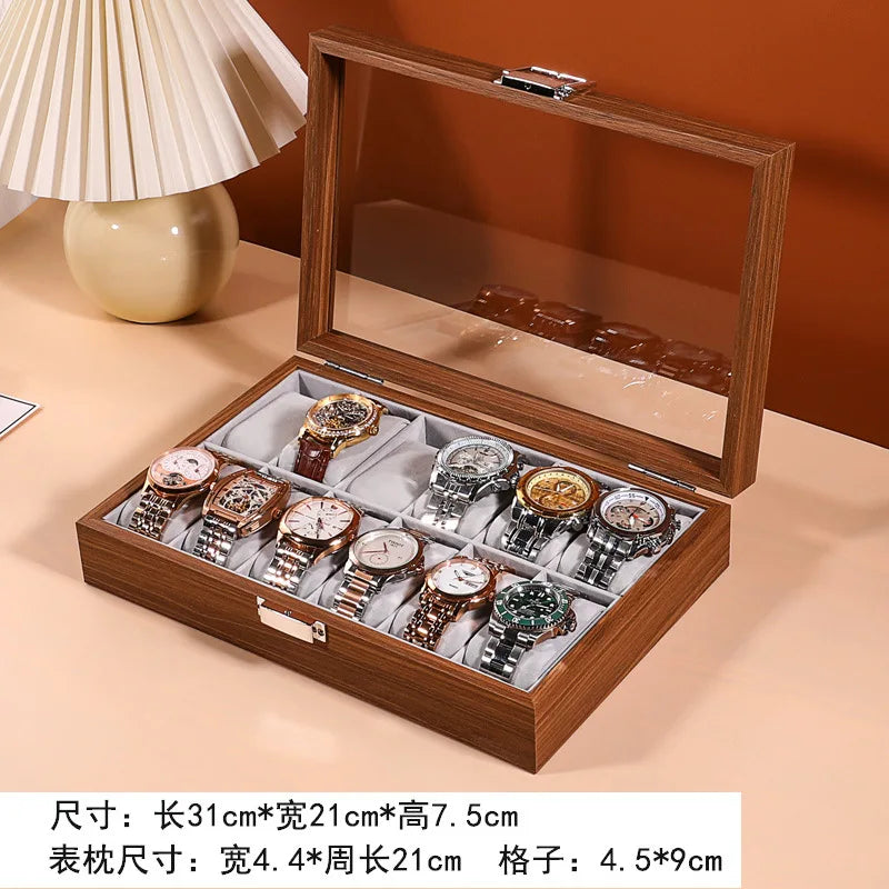 Wooden Jewelry Display Box with Cover Watch Bracelet Storage Display Box Watch Organizer Collection Box