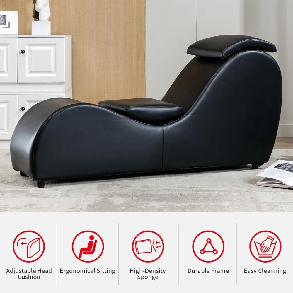 Curved Yoga Chaise Lounge for Adults Stretching, Relaxing and Exercising, Indoor Yoga Lounge Chair with Adjustable Head Cushion