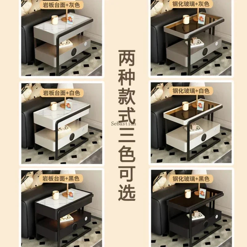 Multi Functional High-end Living Room Sofa Edge Cabinet with A High-end Feel, Extremely Narrow Storage Cabinet Side Table