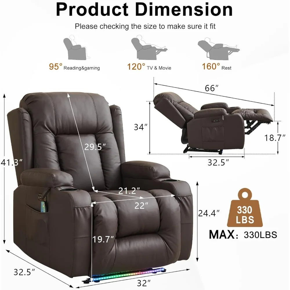 Power Loveseat Recliner Set - 67"Reclining+Single Power Recliner Chair,2-Seater Recliner Sofa with Console,4 Colors LED Strip