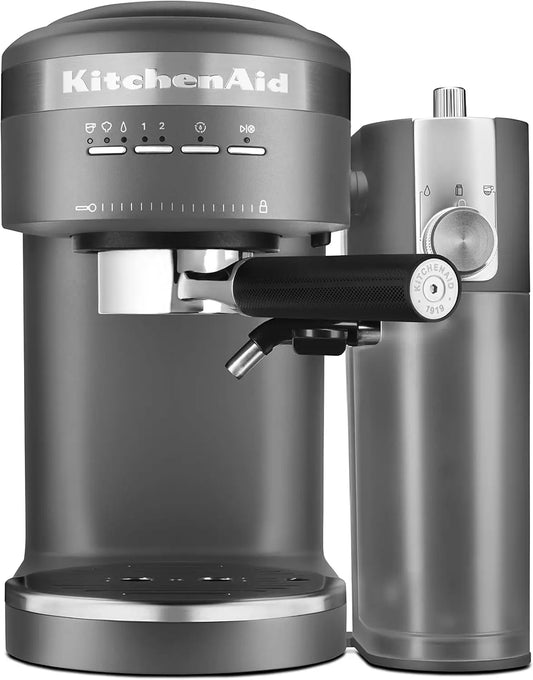 Semi-Automatic Espresso Machine and Automatic Milk Attachment - KES6404, Charcoal Grey