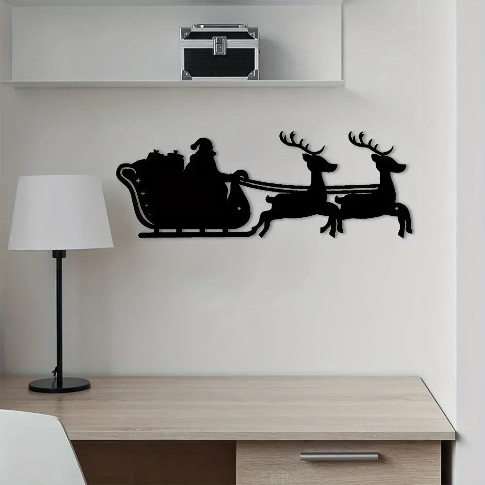 Elegant Metal Christmas Sleigh Wall Art: Perfect for Interior Decoration & Holiday Spirit