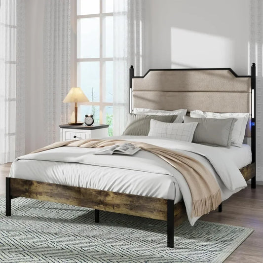 Metal Bed Frame,Upholstered Metal Platform Bed Frame with Underbed Storage Duty Bed Frame Suitable for bedrooms, free shipping