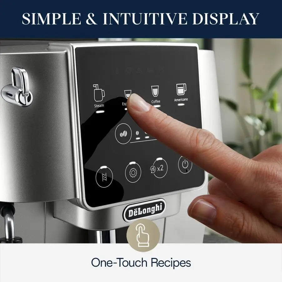 Start Automatic Espresso & Coffee Machine with Manual Milk for Latte, Cappuccino, Built-in Grinder, Silver, ECAM22022SB