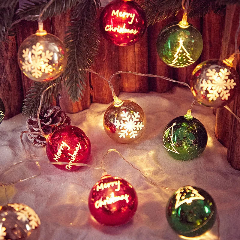 Christmas Ball LED Lights Star Round Xmas Tree Hanging String Lamp Merry Christmas Decorations New Year 2025 Party LED Lights