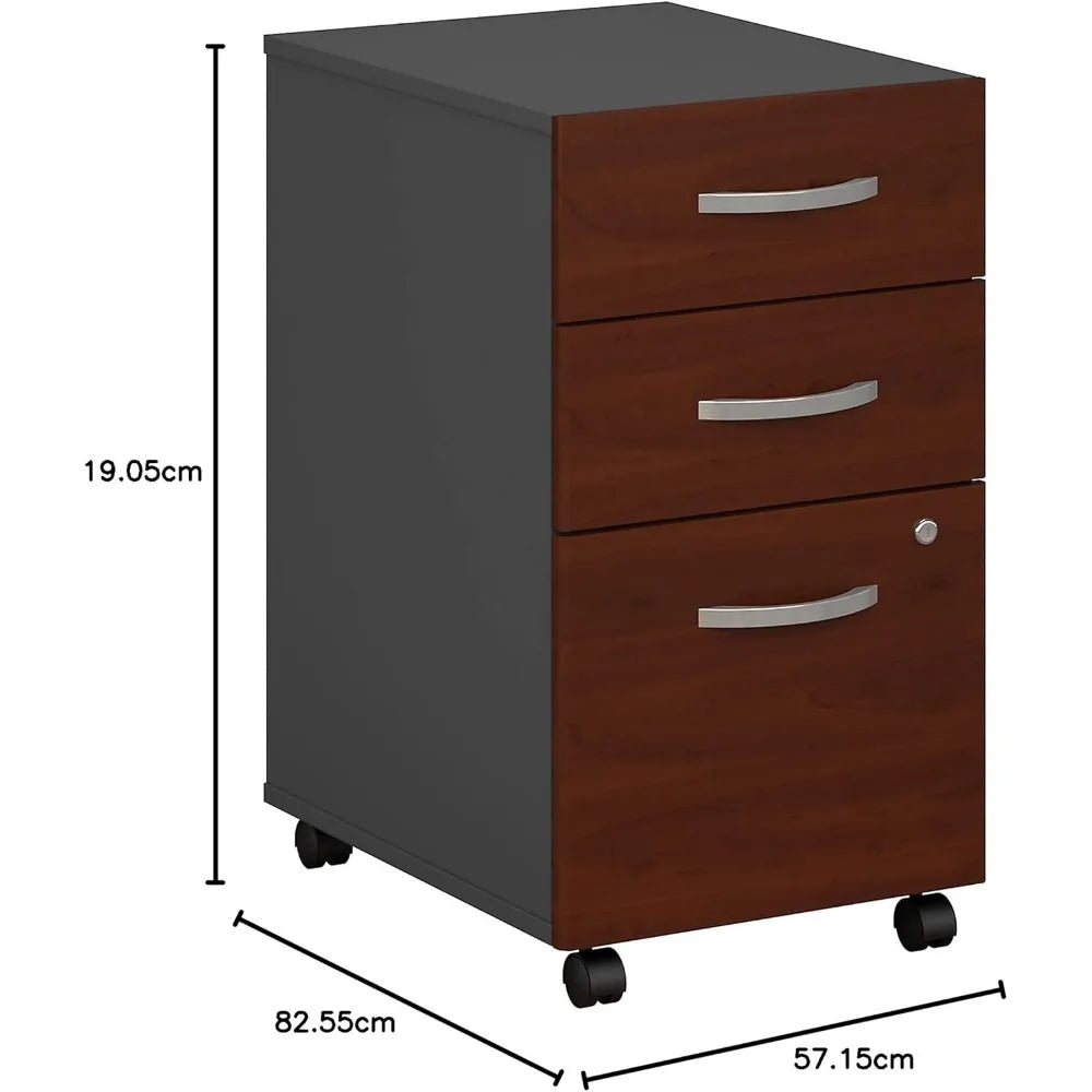 Series C 3 Drawer Rolling File Cabinet, Fully Assembled Under Desk Storage with Wheels for Home and Professional Office