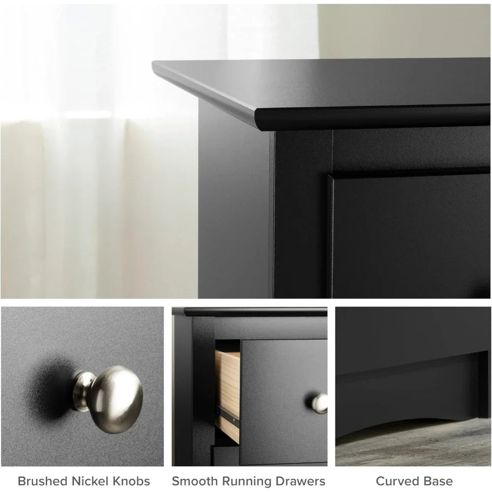 Superior 5-Drawer Chest for Bedroom - Spacious and Stylish Chest of Drawers, Measuring 17.75"D x 31.5"W x 44.75"H, In Black