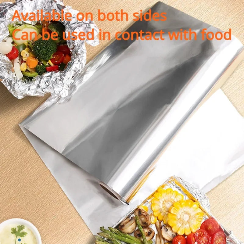 Zackoo 10/20/40M Aluminium Foil for Baking Wrap Disposable Airfryer Oven BBQ Tin Foil Food Grade Oil Paper Kitchen Catering Tin