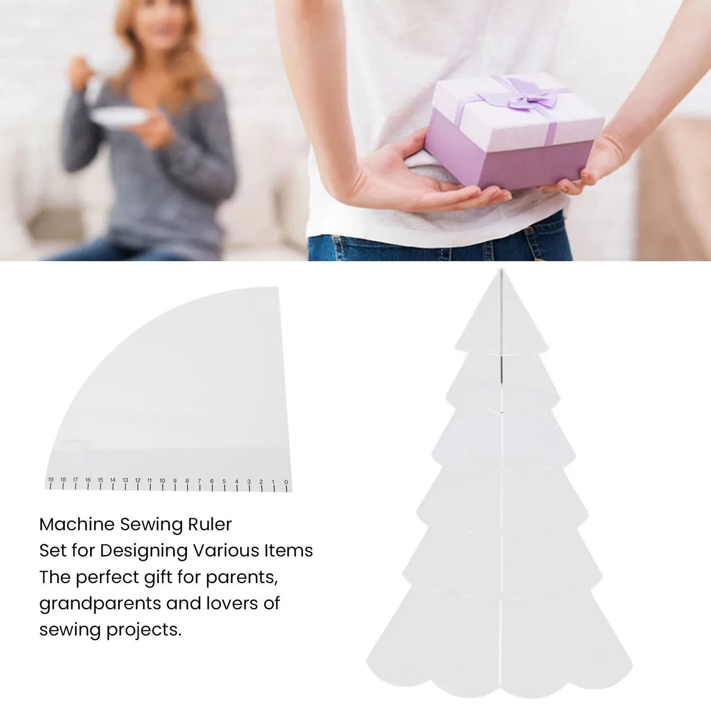 Handmade Christmas Tree Quilting Set Transparent Acrylic DIY Sewing Pattern Template Ruler Tool Sets For Bowl Mats Making