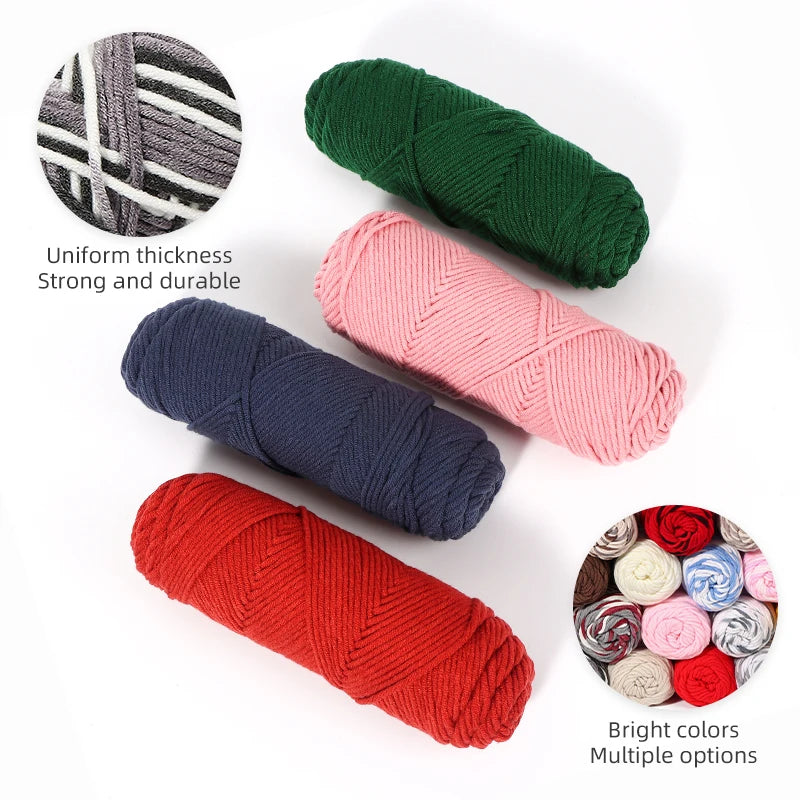 JP Multicolor Worsted Cotton Thread DIY Yarn Hook Doll Hat Thick Wool Long Braided Ball Tufting Yarn