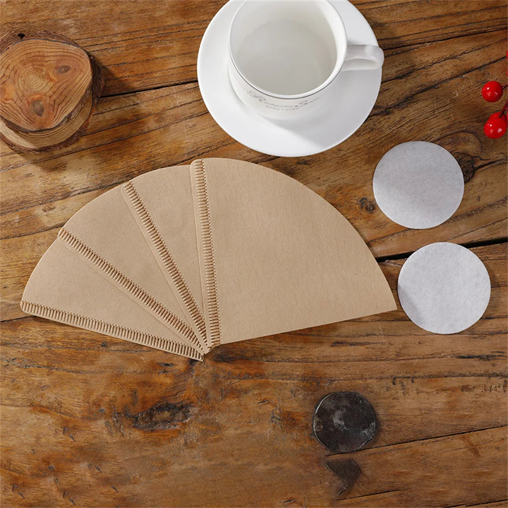 100pcs Coffee Filter Paper V-Shaped Wood Pulp Drip Paper Cone Coffee Strainer Bag Espresso Tea Infuser Accessories