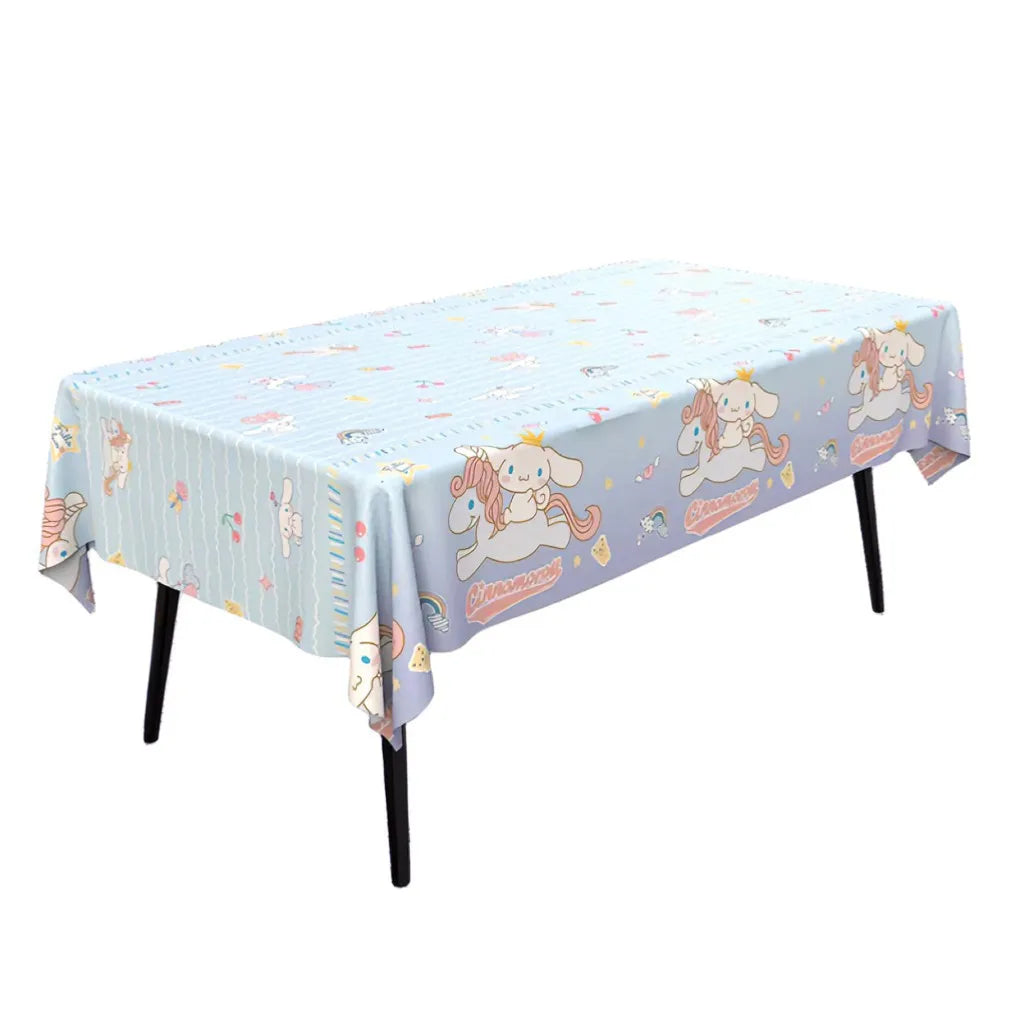 Sanrio Birthday Party Tablecloth Oil-proof Waterproof Atmosphere Sense Cartoon Cinnamoroll Disposable Tablecloth Decoration