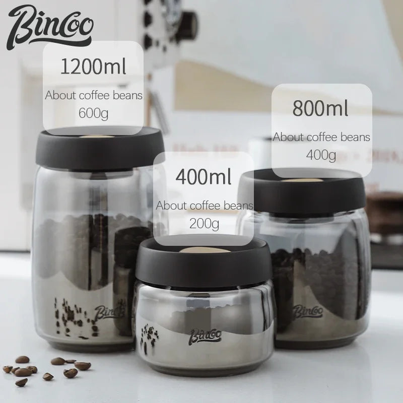 Bincoo coffee bean sealed jar Glass blackout vacuum coffee powder storage jar Tea storage jar Household accessories