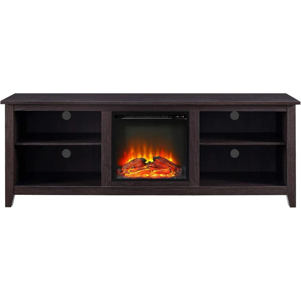 Wren Classic 4 Cubby Fireplace TV Stand for TVs up to 80 Inches, 70 Inch, EspressoTop surface supports up to 150 Ibs.