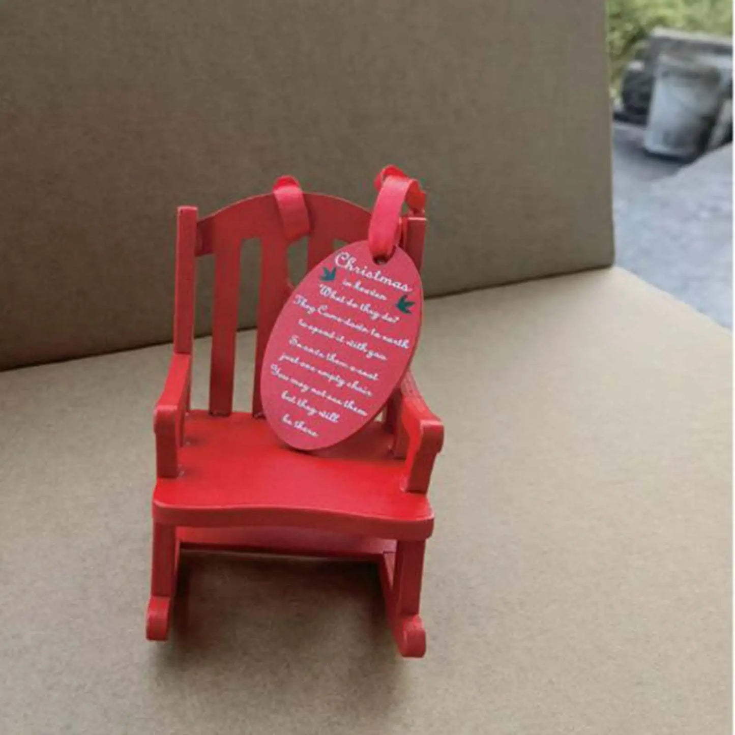 Mini Christmas Rocking Chair Ornament with Tag Sign Anniversary Holiday