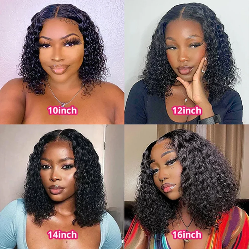 Human Hair Lace Wigs HD Transparent Water Wave Short Curly Bob Wig 13x4 Lace Frotal Wig Cranberry Hair 4x4 Lace Closure Wig