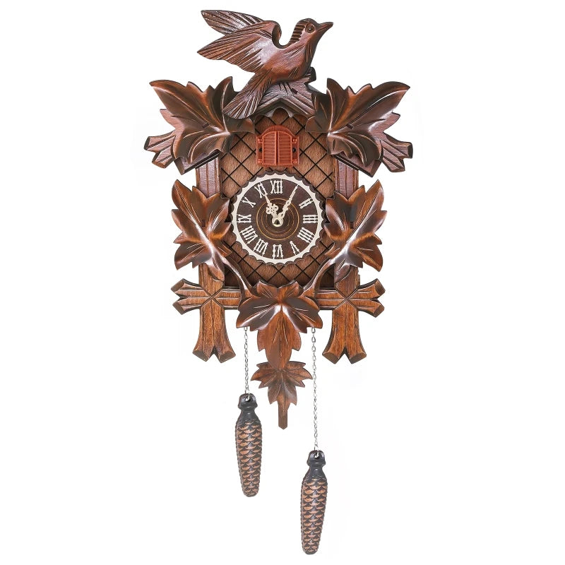 Wooden Wall Clock Cuckoo Antique Pendulum Hanging Handcraft Swing Alarm Watch Home Restaurant Bedroom Decoration