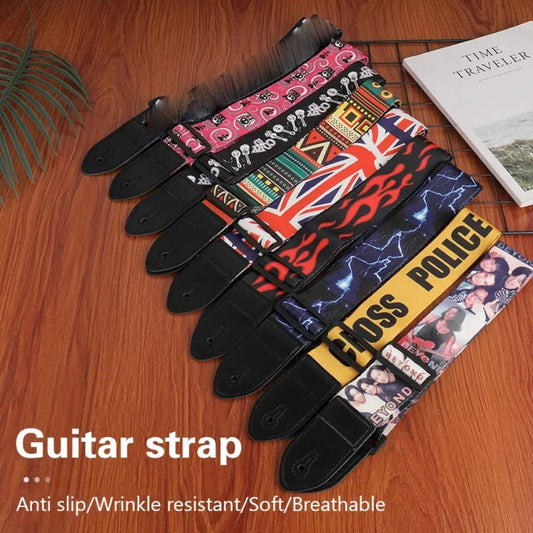 Adjustable Electric Guitar Shoulder Strap Universal Ukulele Guitar Strap Embroidered Bass Belt Musical Instrument Accessories