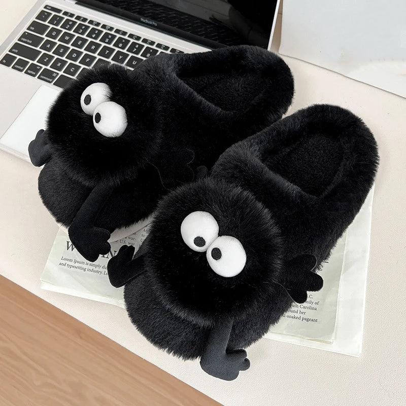 Women's Cartoon Cute House Slippers Warm Plus Lined Closed Toe Fuzzy Home Slides Women's Fluffy Comfy Shoes Winter Autumn