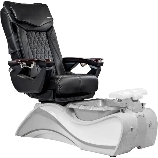 Pedicure Chair 18-LX with Discharge Pump Stylish Pedicure Tub with Pipe-Less Magnetic Jet, White/Grey Oak Trim  Pedicure Chair