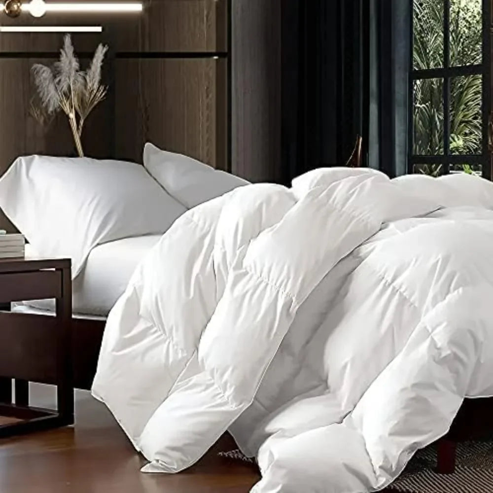 Luxurious King/California King Size Goose Down Fiber Waterfowl Feather Fiber Comforter Duvet, 100% Egyptian Cotton Cover,