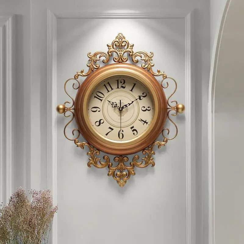 2024 New American Wall Clock Fashion French Vintage Clock Wall Hanging European Living Room Watch Home Vintage Clock