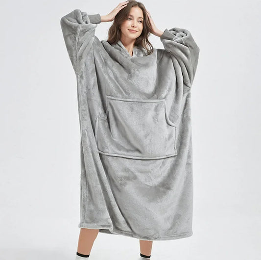 Wearable Blanket Hoodie for Women and Men, Oversized Hooded Blankets Sweatshirt, Cozy and Warm Fleece Blanket with Sleeves