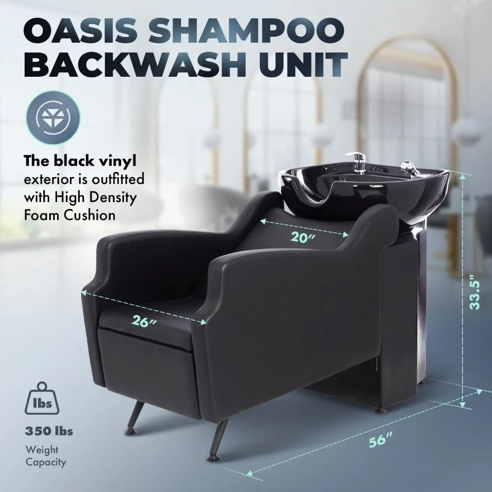 Shampoo Chairs,Shampoo Backwash Station for Professional Salons, Single Lever Hot/Cold Faucet, Extra Large Hair Wash Chair