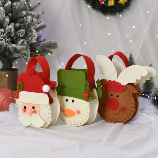 Ornament Non-woven Bag With Handle Christmas Tree Decoration Wool Felt Bag Tote Bag Candy Bag Gift Pouch Christmas Gifts Bag