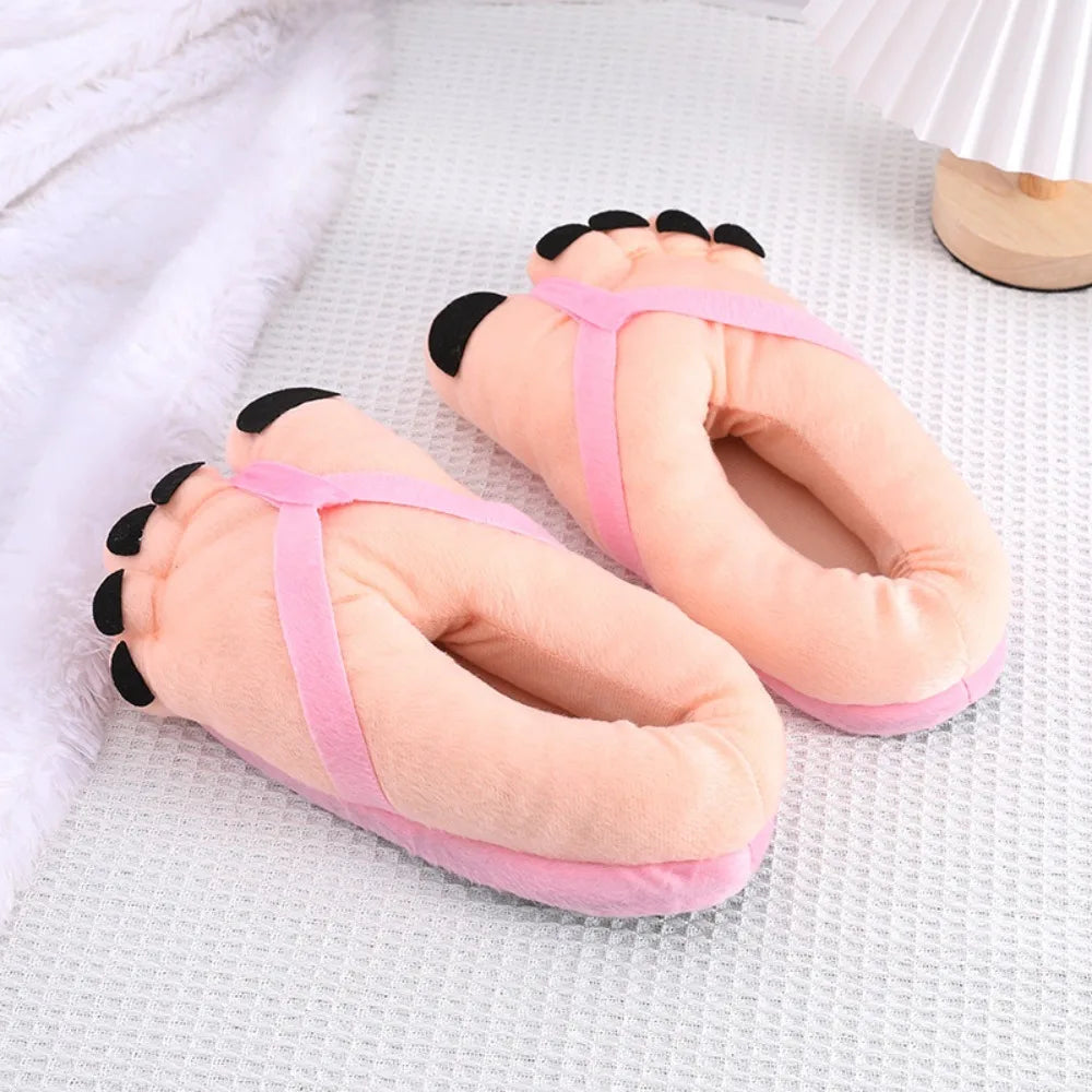 Men Women Winter Slippers Big Feet Creative Couples Funny Slippers House Slides Home Soft Warm Cotton Slider Slippers